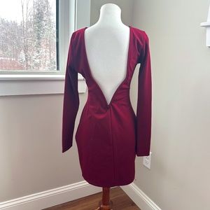 Lulu's Backless Burgundy Dress - Size Small